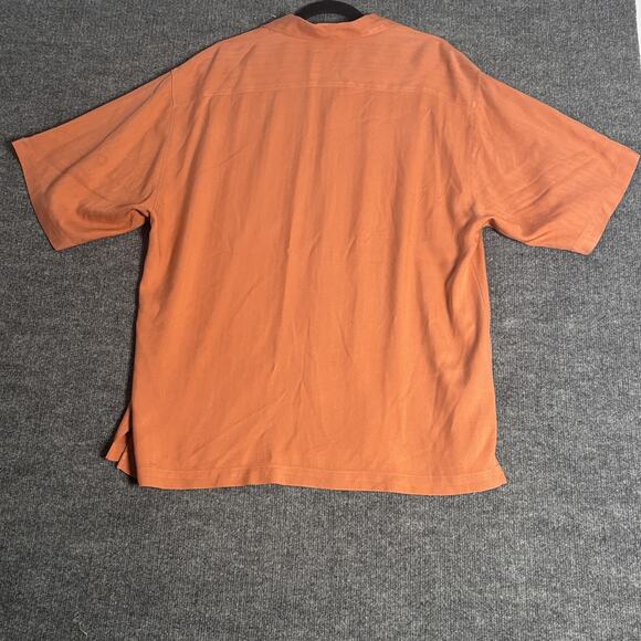 Tommy Bahama Shirt Mens Large Orange 100% Silk Relax Camp Button Up Casual - Picture 2 of 13